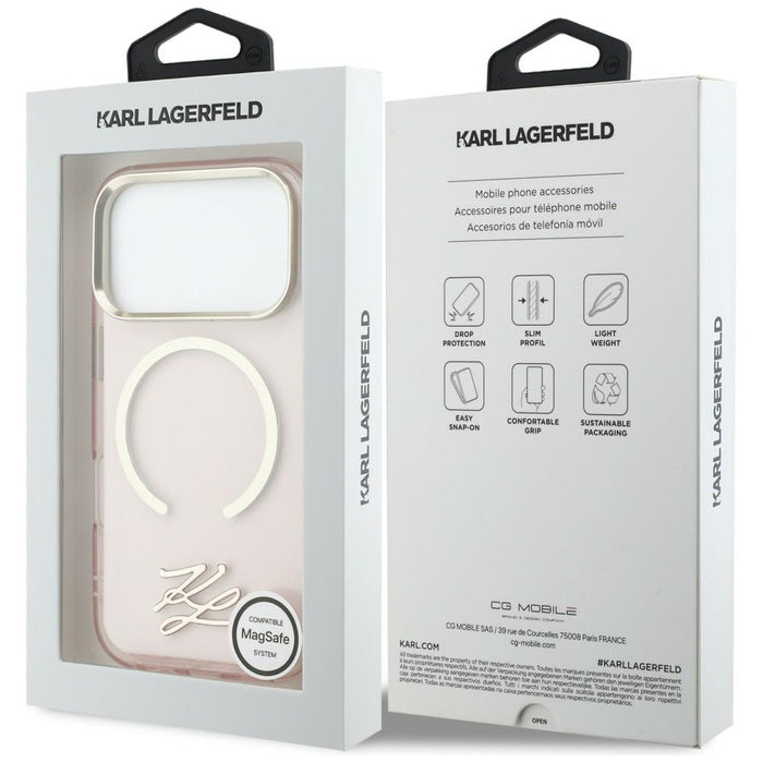 Кейс Karl Lagerfeld IML KL Script Logo MagSafe за iPhone 17 Pro - розов