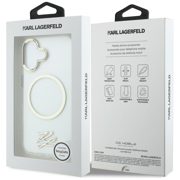 Кейс Karl Lagerfeld IML KL Script Logo MagSafe за iPhone 17 - прозрачен