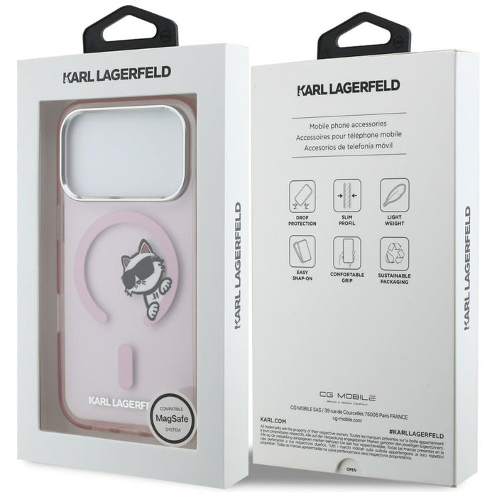 Кейс Karl Lagerfeld IML Peekaboo MagSafe за iPhone 17 Pro Max - розов