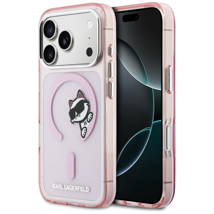 Кейс Karl Lagerfeld IML Peekaboo MagSafe за iPhone 17 Pro - розов