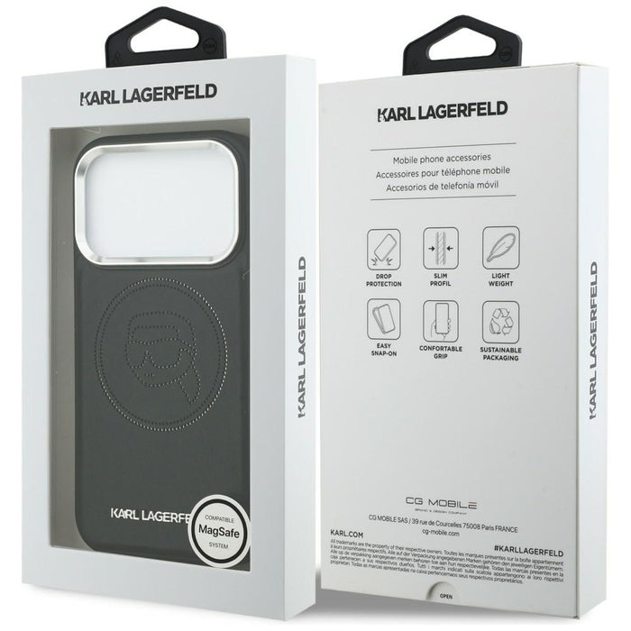 Кейс Karl Lagerfeld K Head Point Logo MagSafe за iPhone 17 Pro Max - черен