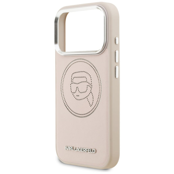 Кейс с MagSafe за iPhone 17 Pro с лого на Karl Lagerfeld K Head - розов