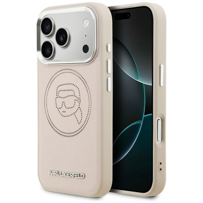 Кейс с MagSafe за iPhone 17 Pro с лого на Karl Lagerfeld K Head - розов