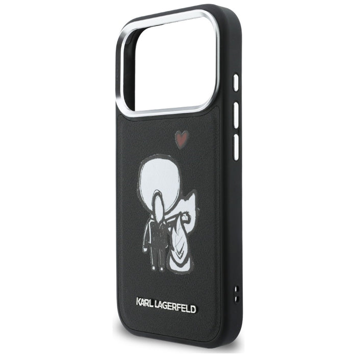 Кейс Karl Lagerfeld Karl & Choupette с лого на гърба MagSafe за iPhone 17 Pro - черен