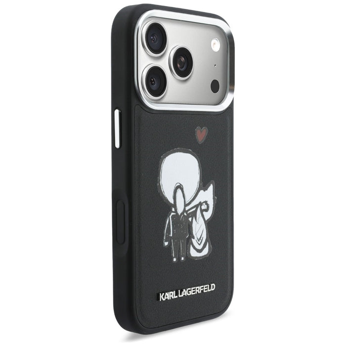 Кейс Karl Lagerfeld Karl & Choupette с лого на гърба MagSafe за iPhone 17 Pro - черен