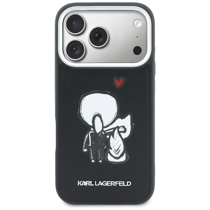 Кейс Karl Lagerfeld Karl & Choupette с лого на гърба MagSafe за iPhone 17 Pro - черен