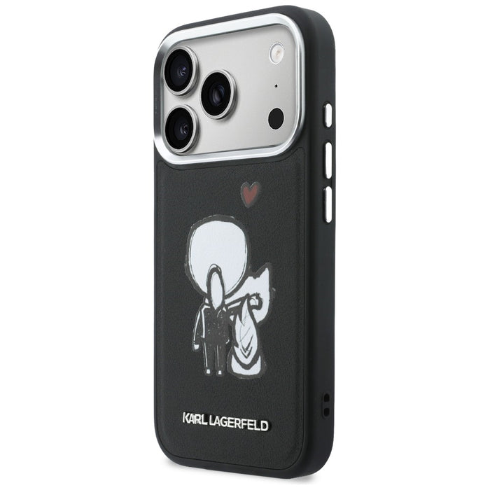 Кейс Karl Lagerfeld Karl & Choupette с лого на гърба MagSafe за iPhone 17 Pro Max - черен