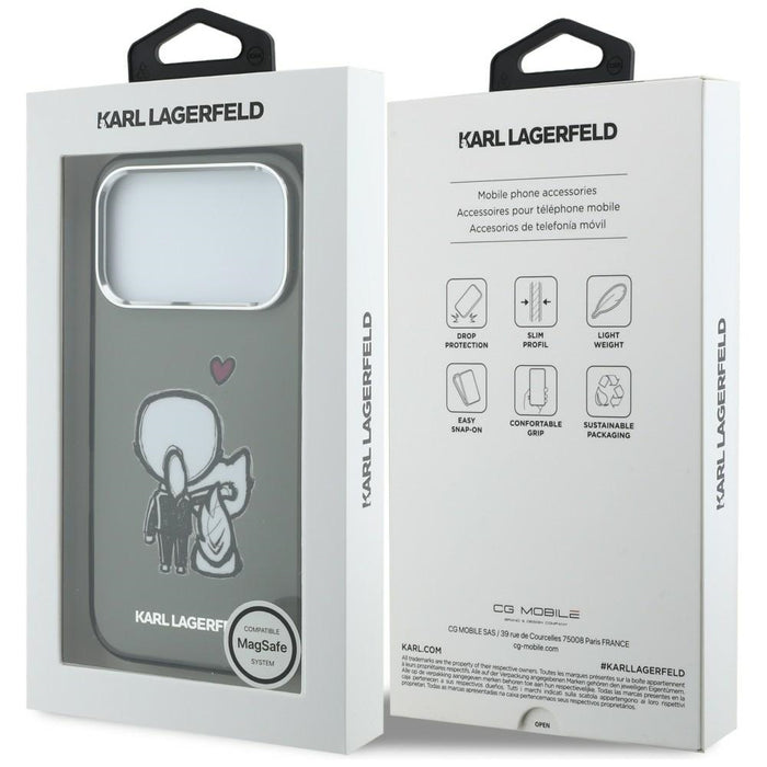 Калъф Karl Lagerfeld Karl & Choupette Back MagSafe за iPhone 17 Pro Max - черен