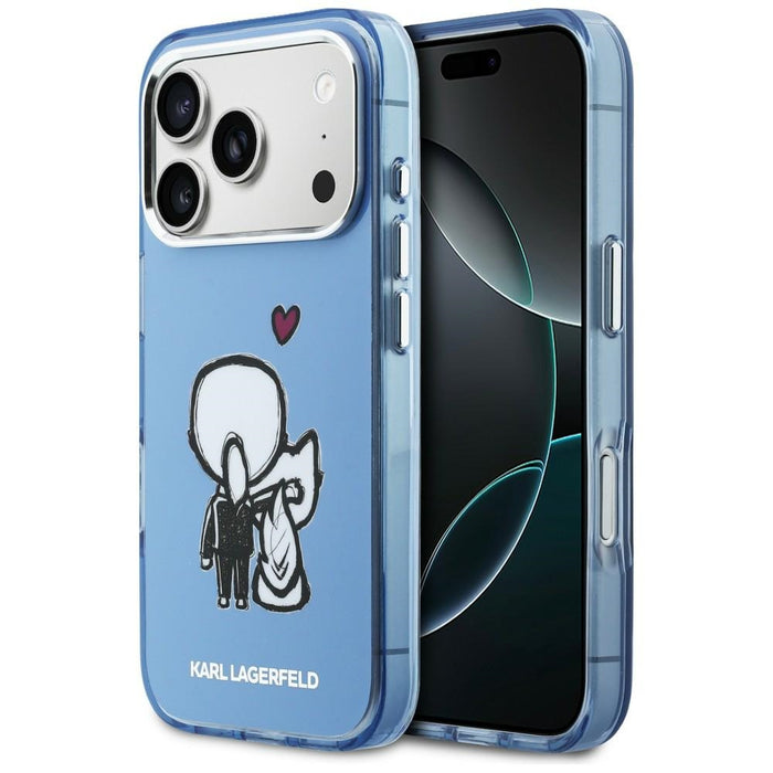 Кейс Karl Lagerfeld Karl & Choupette Back MagSafe за iPhone 17 Pro Max - син
