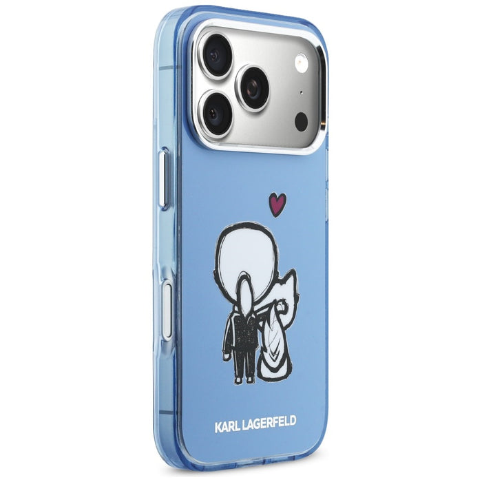 Кейс Karl Lagerfeld Karl & Choupette Back MagSafe за iPhone 17 Pro Max - син