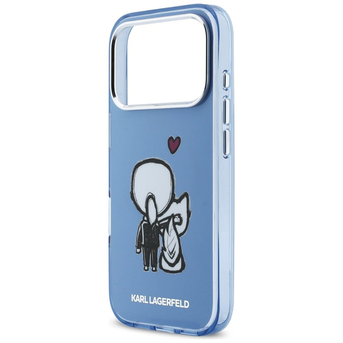 Кейс Karl Lagerfeld Karl & Choupette Back MagSafe за iPhone 17 Pro Max - син