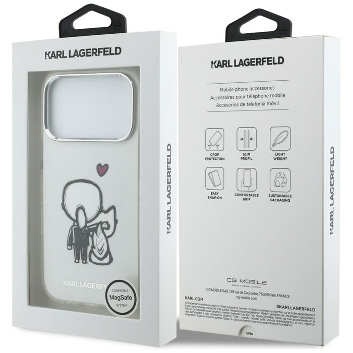 Кейс Karl Lagerfeld Karl & Choupette Back MagSafe за iPhone 17 Pro Max - прозрачен
