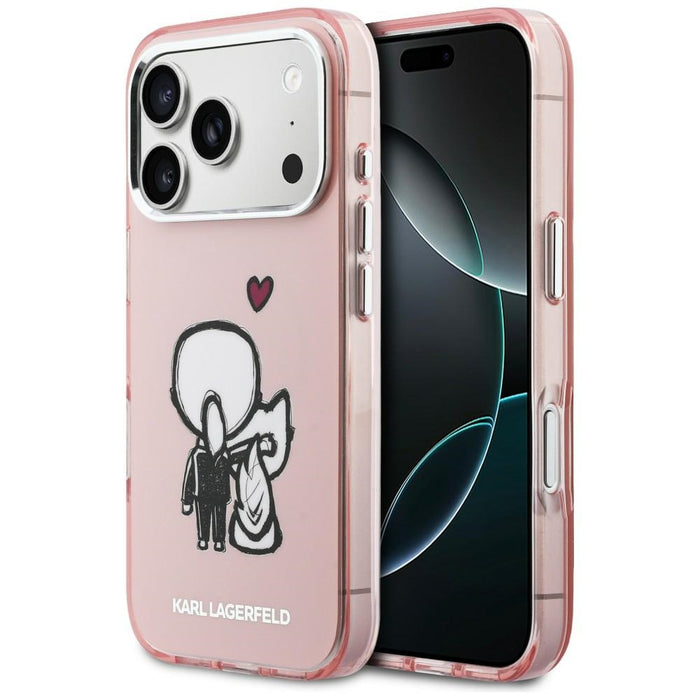 Кейс Karl Lagerfeld Karl & Choupette Back MagSafe за iPhone 17 Pro Max - розов