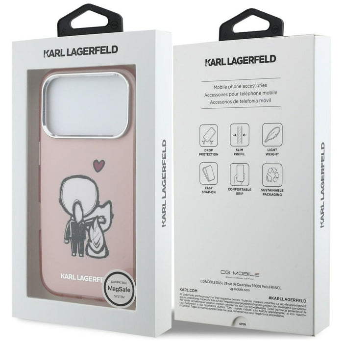 Кейс Karl Lagerfeld Karl & Choupette Back MagSafe за iPhone 17 Pro Max - розов