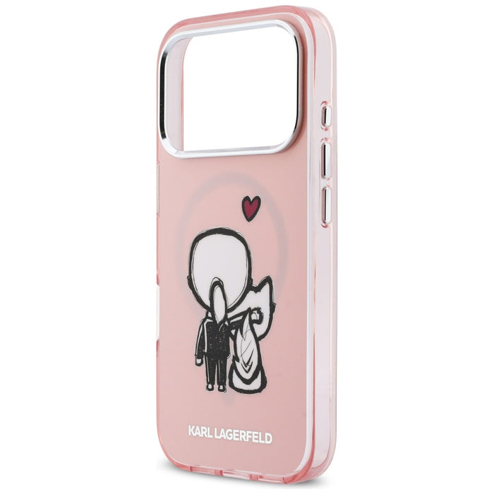 Кейс Karl Lagerfeld Karl & Choupette Back MagSafe за iPhone 17 Pro - розов