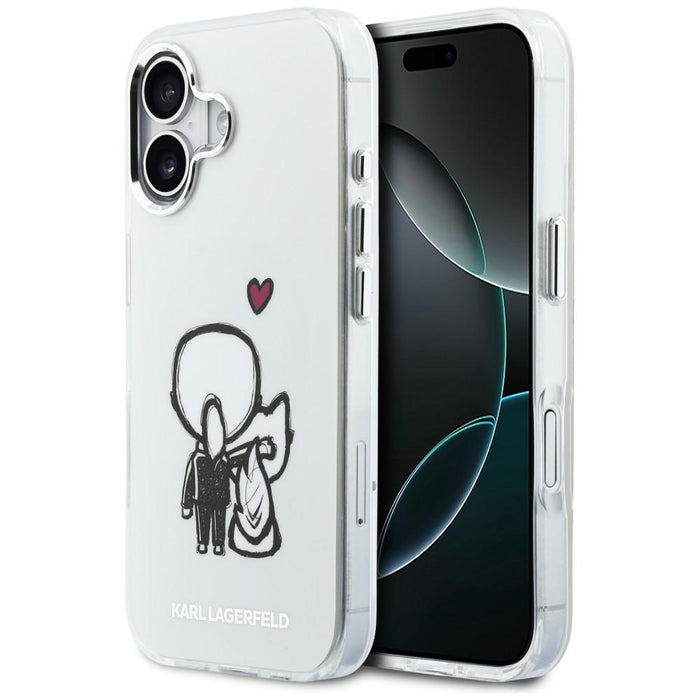 Кейс Karl Lagerfeld Karl & Choupette Back MagSafe за iPhone 17 - прозрачен