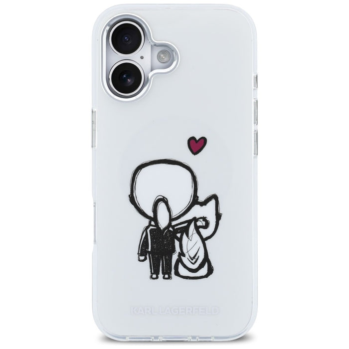 Кейс Karl Lagerfeld Karl & Choupette Back MagSafe за iPhone 17 - прозрачен