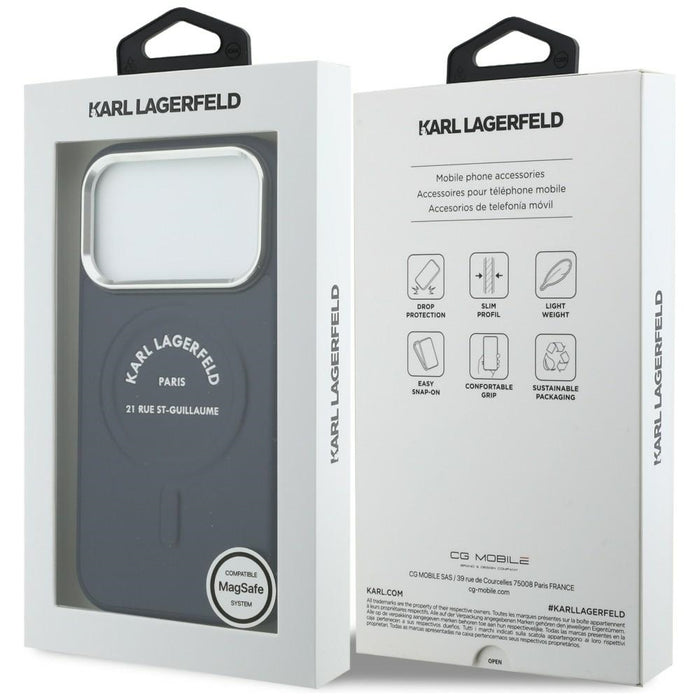 Кейс Karl Lagerfeld Karl RSG Logo MagSafe за iPhone 17 Pro - син