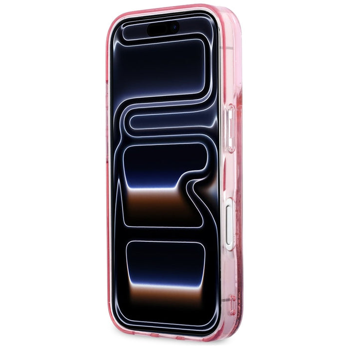 Кейс Karl Lagerfeld Liquid Glitter с лого на Karl Script за iPhone 17 Pro Max - розов