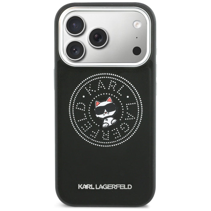 Кейс Karl Lagerfeld Point & Choupette Sketch MagSafe за iPhone 17 Pro Max - черен