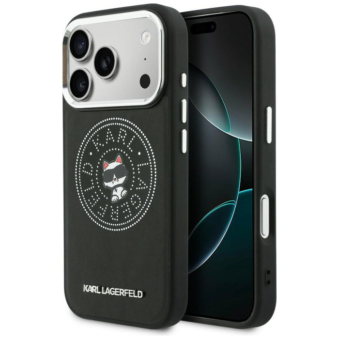 Кейс Karl Lagerfeld Point & Choupette Sketch MagSafe за iPhone 17 Pro Max - черен