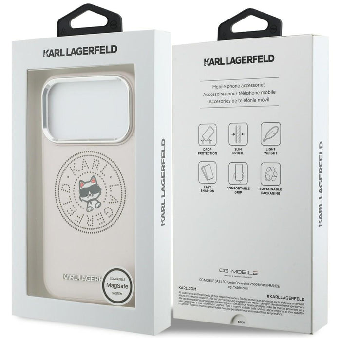Кейс Karl Lagerfeld Point & Choupette Sketch MagSafe за iPhone 17 Pro - розов