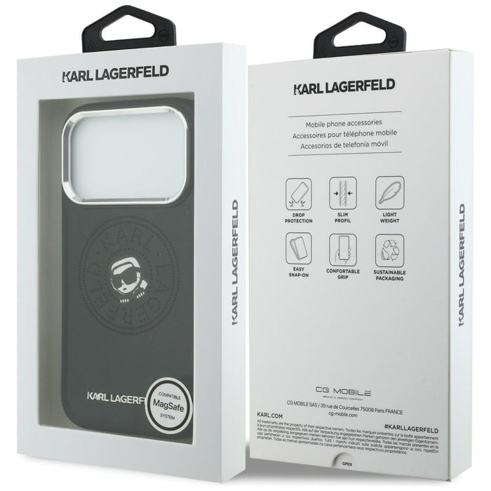 Кейс Karl Lagerfeld Point & Karl Sketch MagSafe за iPhone 17 Pro Max - черен