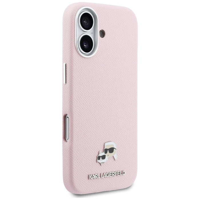 Кейс Karl Lagerfeld Karl & Choupette Head Pins Saffiano MagSafe за iPhone 17 - розов