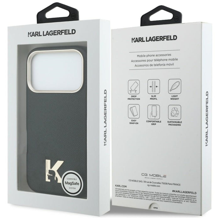 Кейс Karl Lagerfeld с лого на Karl Head за iPhone 17 Pro - черен