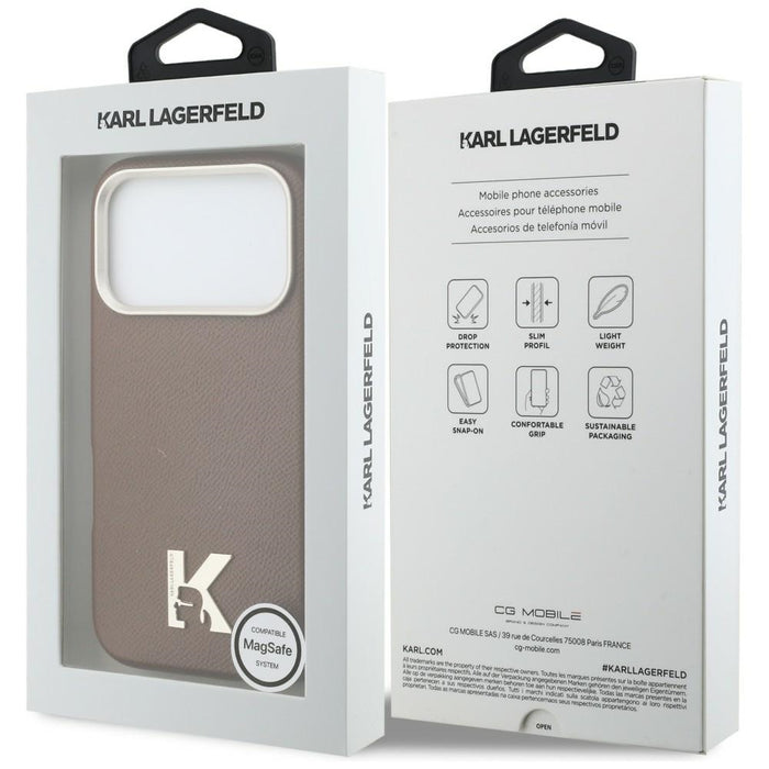 Кейс Karl Lagerfeld Karl Head Logo MagSafe за iPhone 17 Pro Max - кафяв