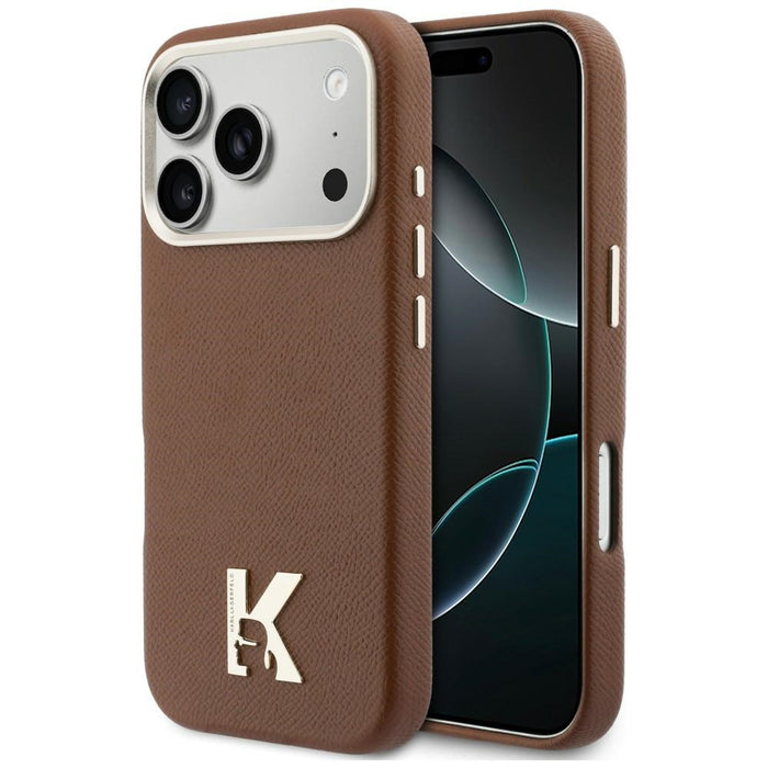 Кейс Karl Lagerfeld Karl Head Logo MagSafe за iPhone 17 Pro Max - кафяв