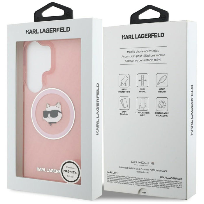 Калъф Karl Lagerfeld IML Repeated Choupette MagSafe за Samsung Galaxy S26 Ultra - розов