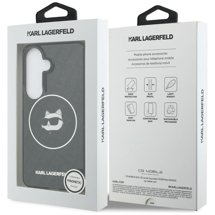Кейс Karl Lagerfeld IML Repeated Choupette MagSafe за Samsung Galaxy S26 - черен