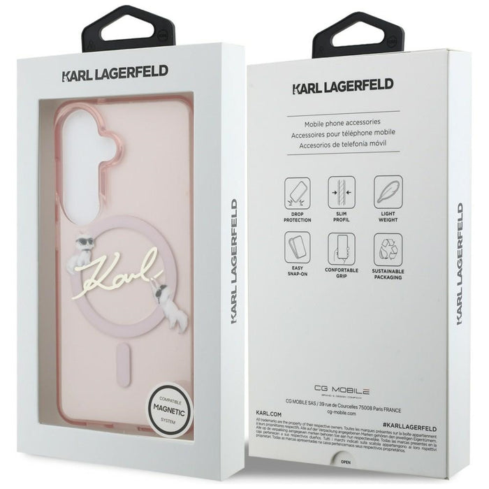Кейс Karl Lagerfeld IML KC Script MagSafe за Samsung Galaxy S26 - розов
