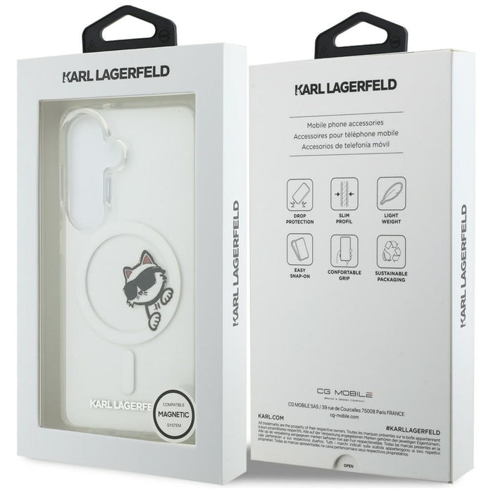 Кейс Karl Lagerfeld IML Peekaboo Choupette MagSafe за Samsung Galaxy S26 Plus - прозрачен