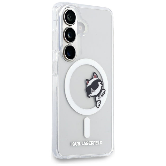 Кейс Karl Lagerfeld IML Peekaboo Choupette MagSafe за Samsung Galaxy S26 Plus - прозрачен