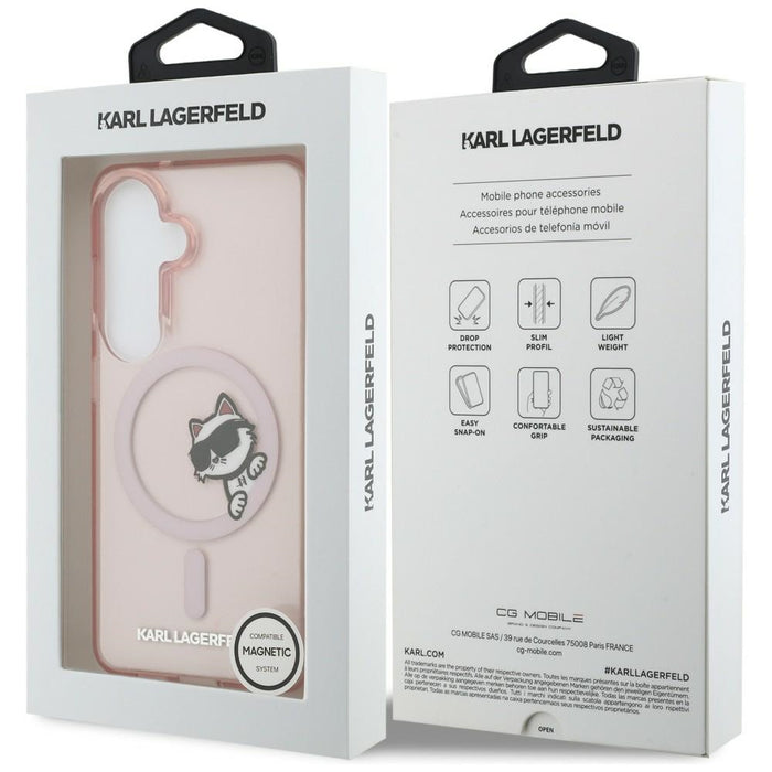 Кейс Karl Lagerfeld IML Peekaboo Choupette MagSafe за Samsung Galaxy S26 - розов