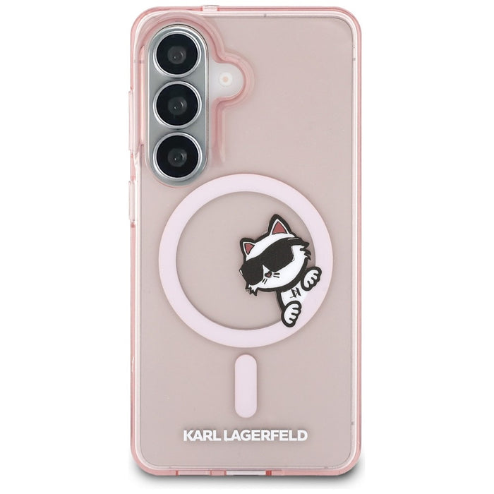 Кейс Karl Lagerfeld IML Peekaboo Choupette MagSafe за Samsung Galaxy S26 - розов