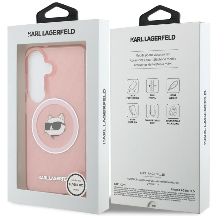 Кейс Karl Lagerfeld IML Repeated Choupette MagSafe за Samsung Galaxy S26 Plus - розов