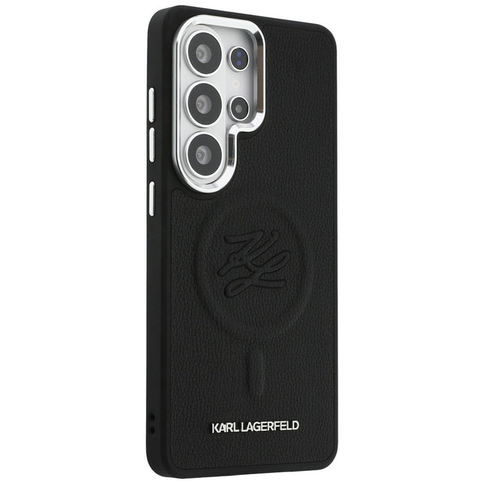 Калъф MagSafe с релефни инициали и пръстен Karl Lagerfeld за Samsung Galaxy S26 Ultra - черен