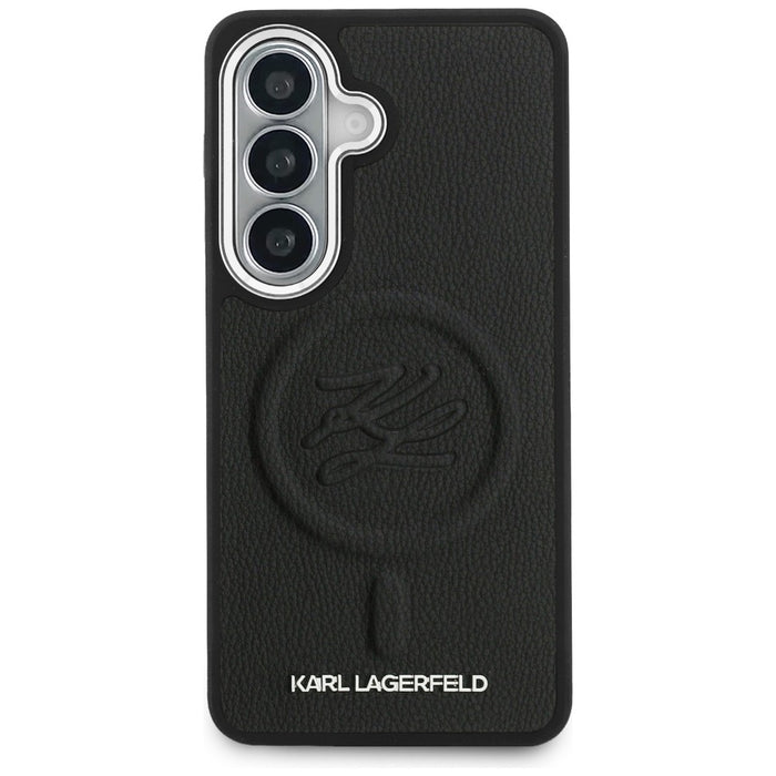 Кейс MagSafe с релефни инициали и пръстен Karl Lagerfeld за Samsung Galaxy S26+ - черен