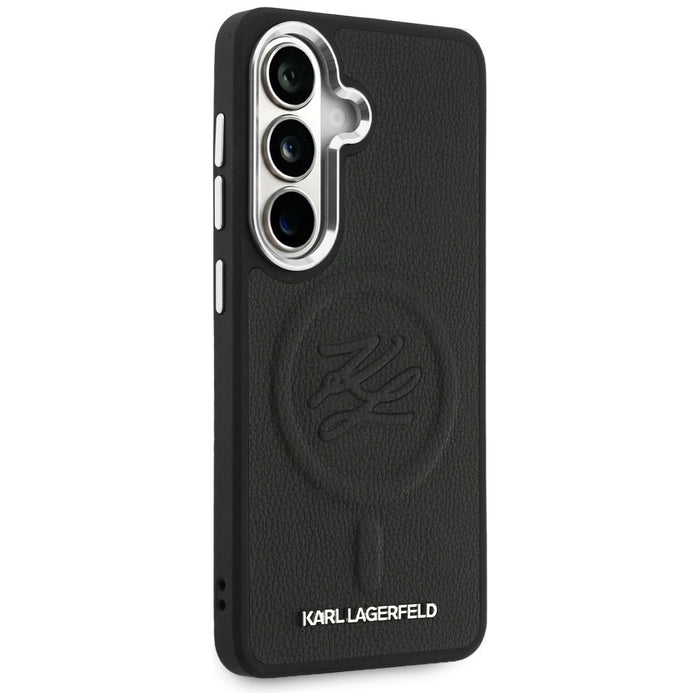Кейс MagSafe с релефни инициали и пръстен Karl Lagerfeld за Samsung Galaxy S26+ - черен