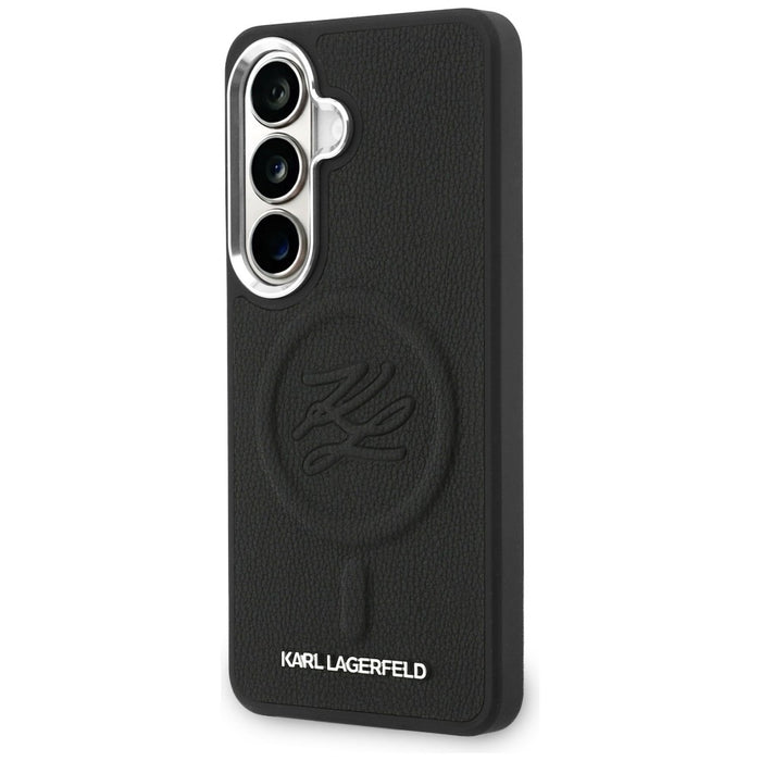 Кейс MagSafe с релефни инициали и пръстен Karl Lagerfeld за Samsung Galaxy S26+ - черен