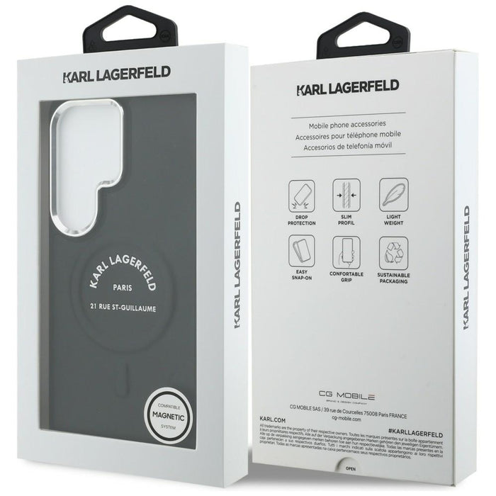 Калъф Karl Lagerfeld Embossed Ring RSG Logo MagSafe за Samsung Galaxy S26 Ultra - черен