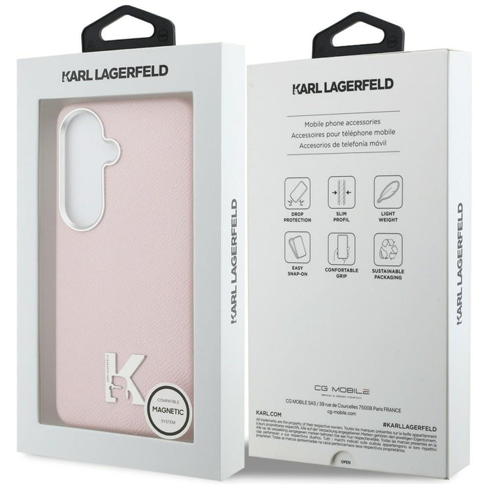 Кейс с метално лого на Karl Lagerfeld K MagSafe за Samsung Galaxy S26 - розов