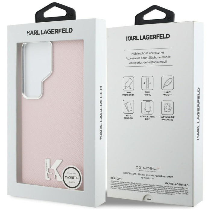 Кейс с метално лого на Karl Lagerfeld MagSafe за Samsung Galaxy S26 Ultra - розов