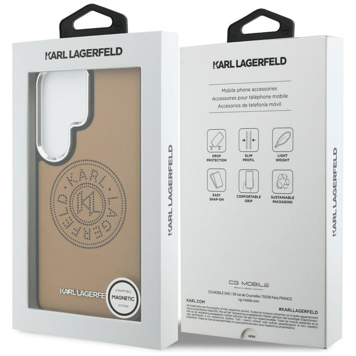 Перфориран калъф Karl Lagerfeld KL MagSafe за Samsung Galaxy S26 Ultra - кафяв