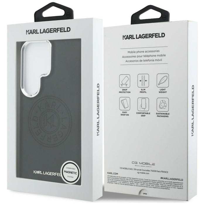 Перфориран калъф Karl Lagerfeld KL MagSafe за Samsung Galaxy S26 Ultra - черен
