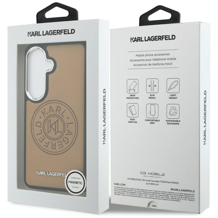 Перфориран калъф Karl Lagerfeld KL MagSafe за Samsung Galaxy S26+ - кафяв