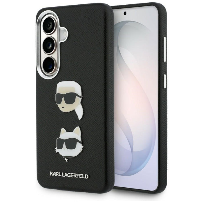Метален калъф Karl Lagerfeld Saffiano Double Heads за Samsung Galaxy S26 - черен